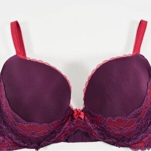 Adore Me Plum and Red Lace push up Bra 40 DD NEW